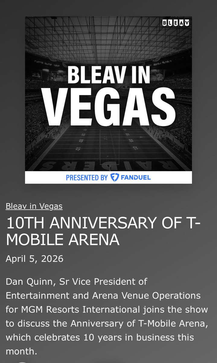 BLEAVinVegas's tweet photo. Today marks the 10th Anniversary of @TMobileArena. @tonydasco caught up with Dan Quinn @MGMResortsIntl to highlight some of the top events from the first decade. 

Listen➡️ https://t.co/bJQZQCtYmP… https://t.co/dixxTb7QIU