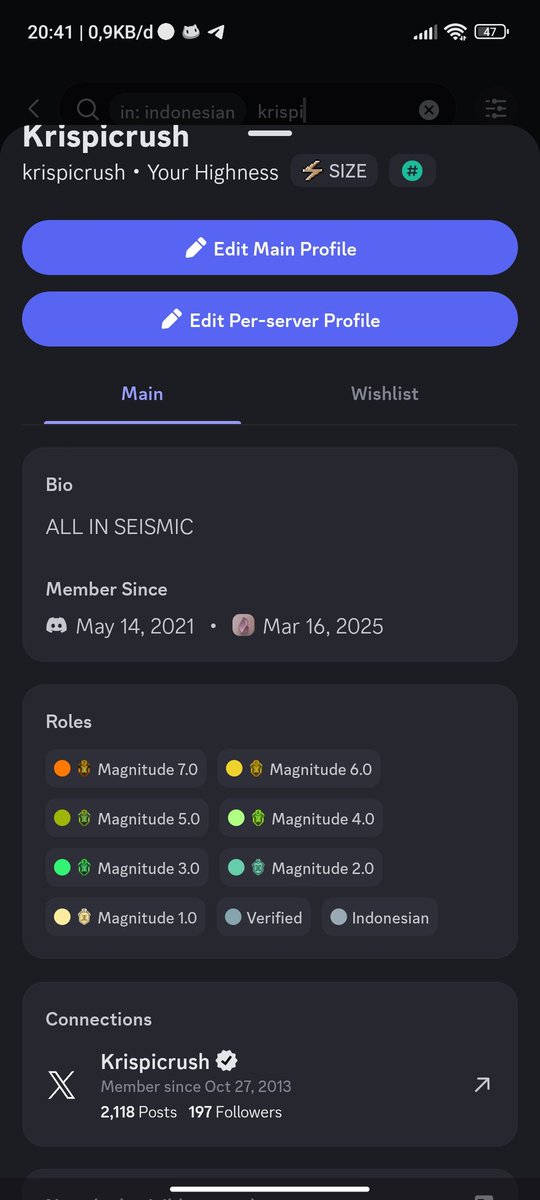 Krispicrush's tweet photo. hey guys  

my @SeismicSys discord role is showing like this https://t.co/JTQgwMEyWp