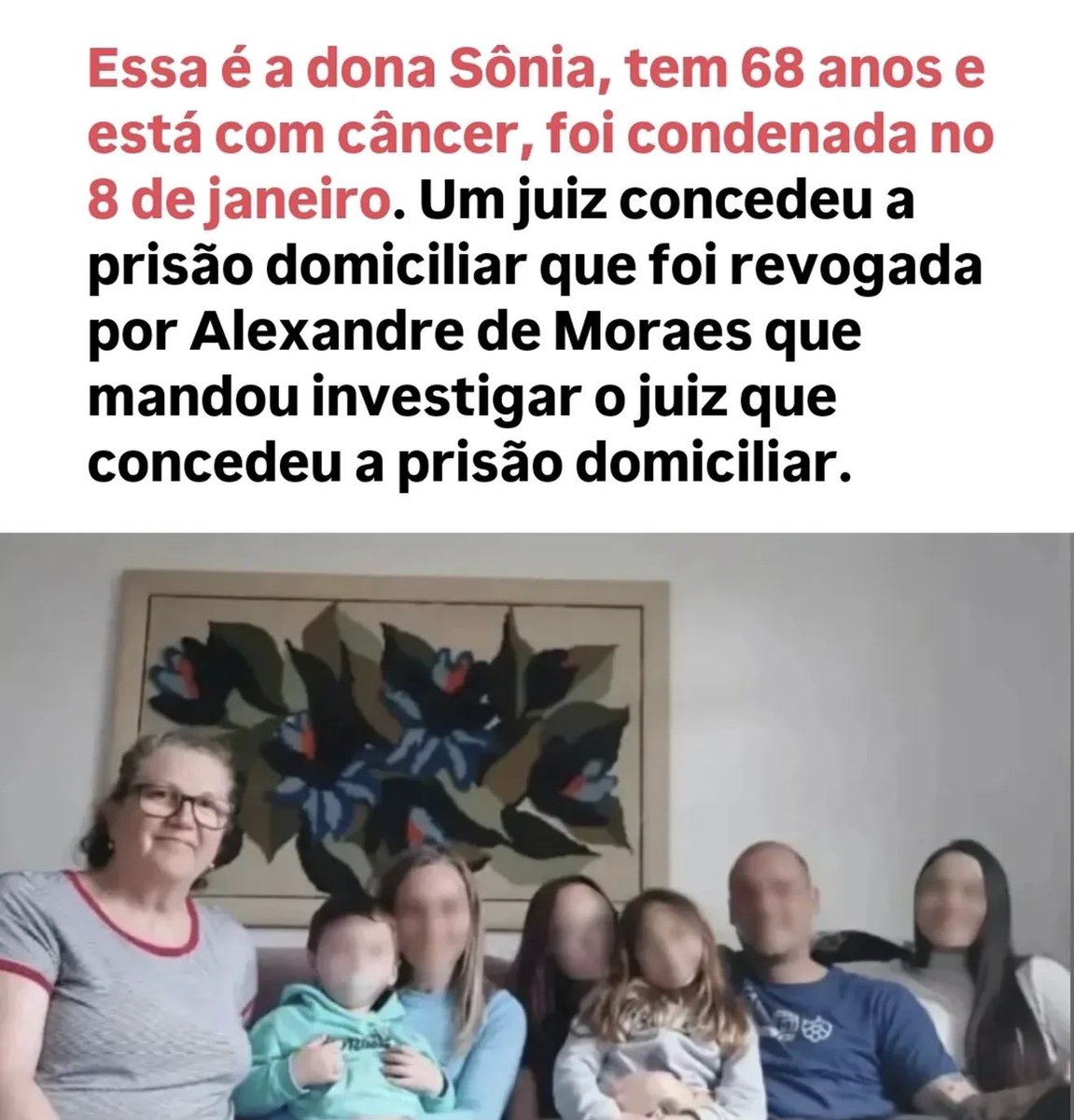 A Sônia é aqui do Paraná, estou acompanhando o caso desde o começo. 

Ela estava em casa com os filhos e netos, em prisão domiciliar. Foi entregar uma das resenhas de livros solicitadas para reduzir a pena.

Chegando na delegacia, tinha mandado de prisão em aberto emitido pelo