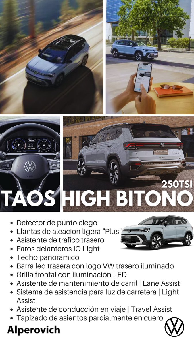 AlperovichSA's tweet image. Nuevo Taos
Espacio y tecnología en tu camino.
#taos #vw #volkswagen