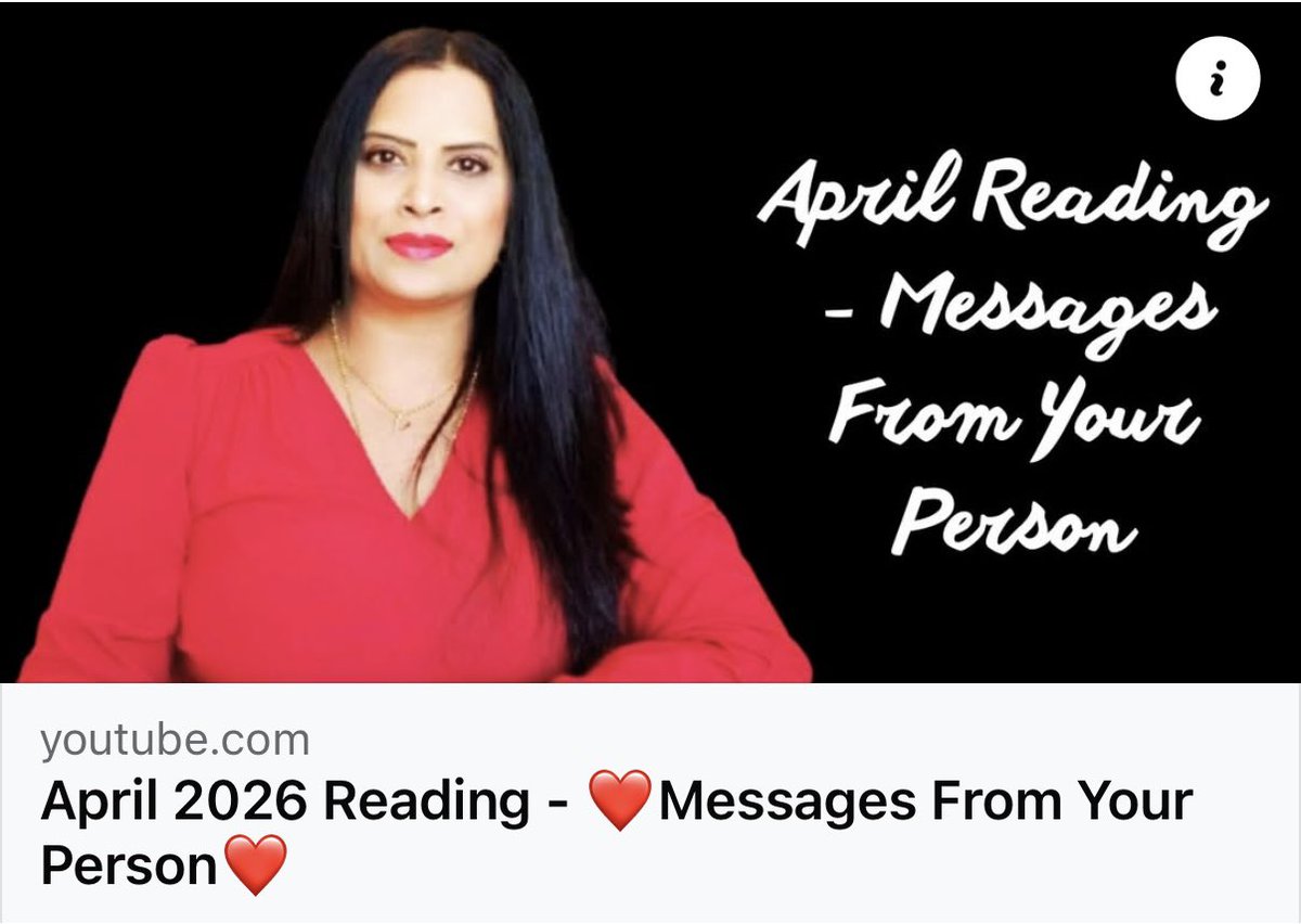 April 2026 Reading - ❤️Messages From Your Person❤️
youtu.be/D8rq3PtUbXc
#twinflameunion717 #twinflameseparation #soulmates #twinflameunion #twinflames #nocontact #nocommunication #twinflamelove #twinflamejourney #tarotreading #oraclereading #twinflamereading #soulmatereading