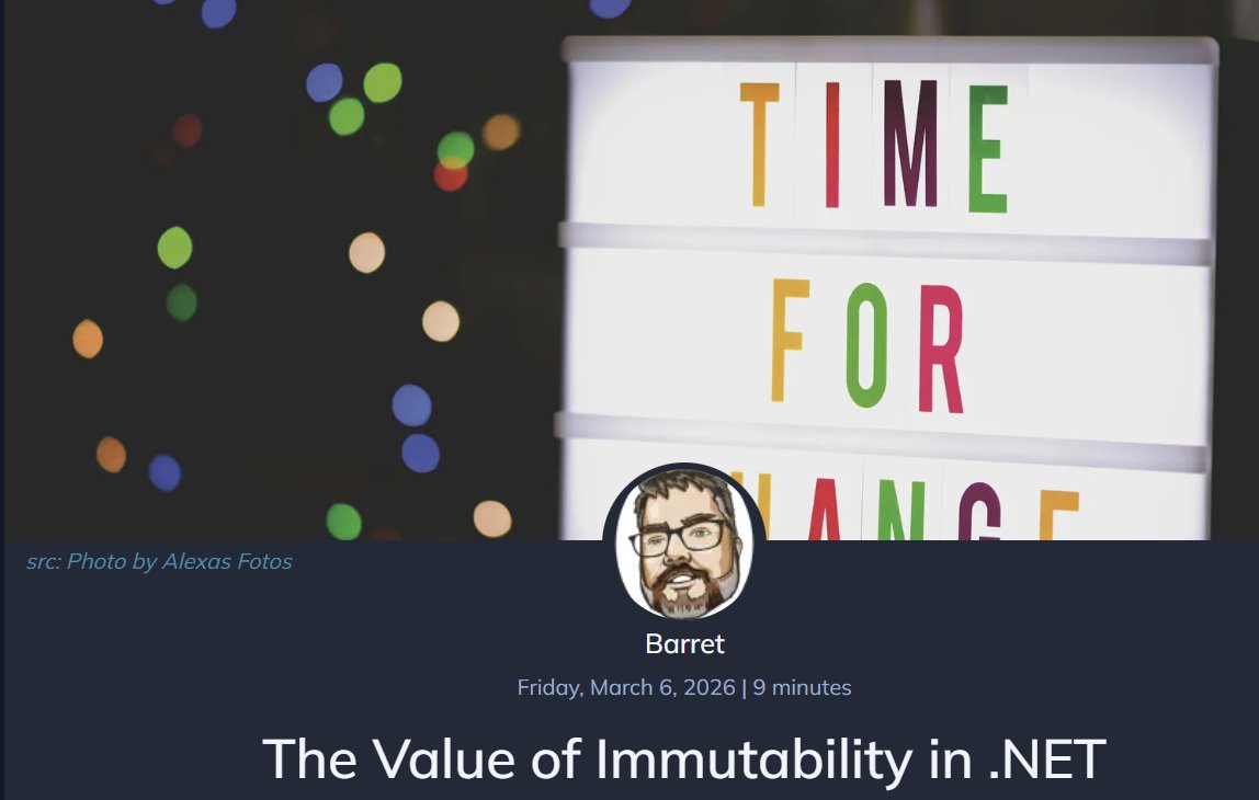 dotnetfdn's tweet image. The Value of Immutability in .NET

hubs.li/Q048MD770 via Barret Blake #dotnet #OSS