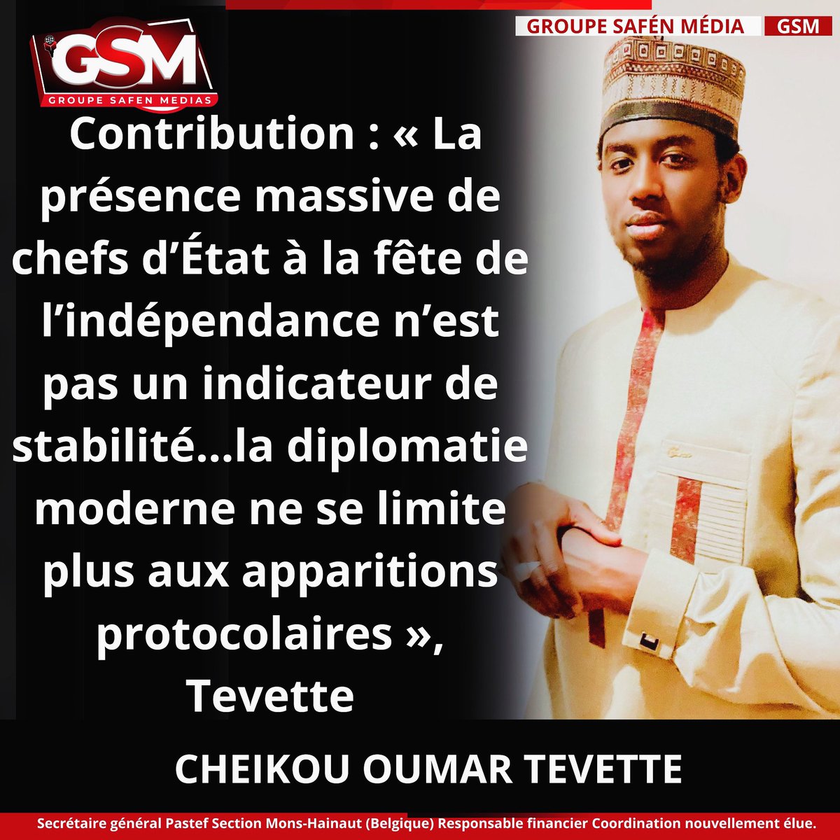 ZaleGSM's tweet photo. Contribution : « La présence massive de chefs d’État à la fête de l’indépendance n’est pas un indicateur de stabilité…», Par Cheikou Oumar Tevette 

Lire la suite : https://t.co/x8vxYPyLP3

#GSM https://t.co/ctlo53QKjT