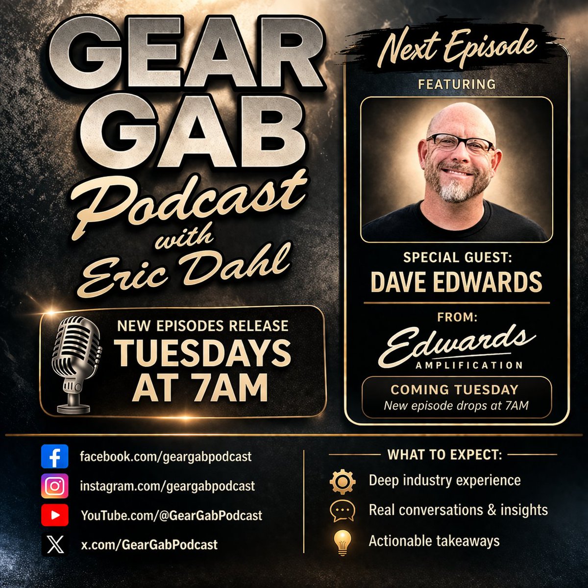 ericrocksnash's tweet photo. Join us on our YouTube channel or your favorite podcast portal as #daveedwards of #edwardsamplification joins me on @geargabpodcast to discuss his latest pedal & amplifier releases! https://t.co/zMfamK1CNR