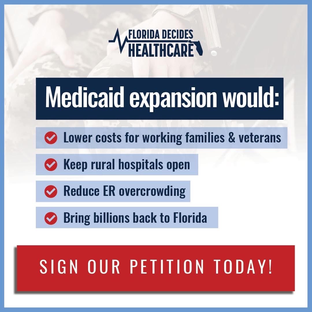 FLdecidesHC's tweet photo. https://t.co/wskkDSLkR7 <-- Request your petition to get Medicaid Expansion on the ballot!
Expanding Medicaid means lower healthcare costs for working families, rural hospitals that stay open, less crowded emergency rooms, &amp; billions of our tax $$ finally coming back to our state https://t.co/GOa6c29zVI