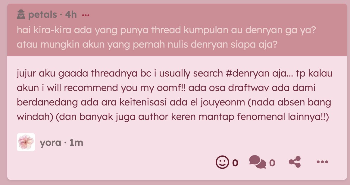 161zip's tweet photo. hai kira-kira ada yang punya thread kumpulan au denryan ga ya?
atau mungkin akun yang pernah nulis denryan siapa aja? — jujur aku gaada threadnya bc i usually search #denryan aja... tp kalau akun i will recommend you my oomf!! ada osa draftwav … https://t.co/qCDtoyh4uM https://t.co/mRj4l6yYnN