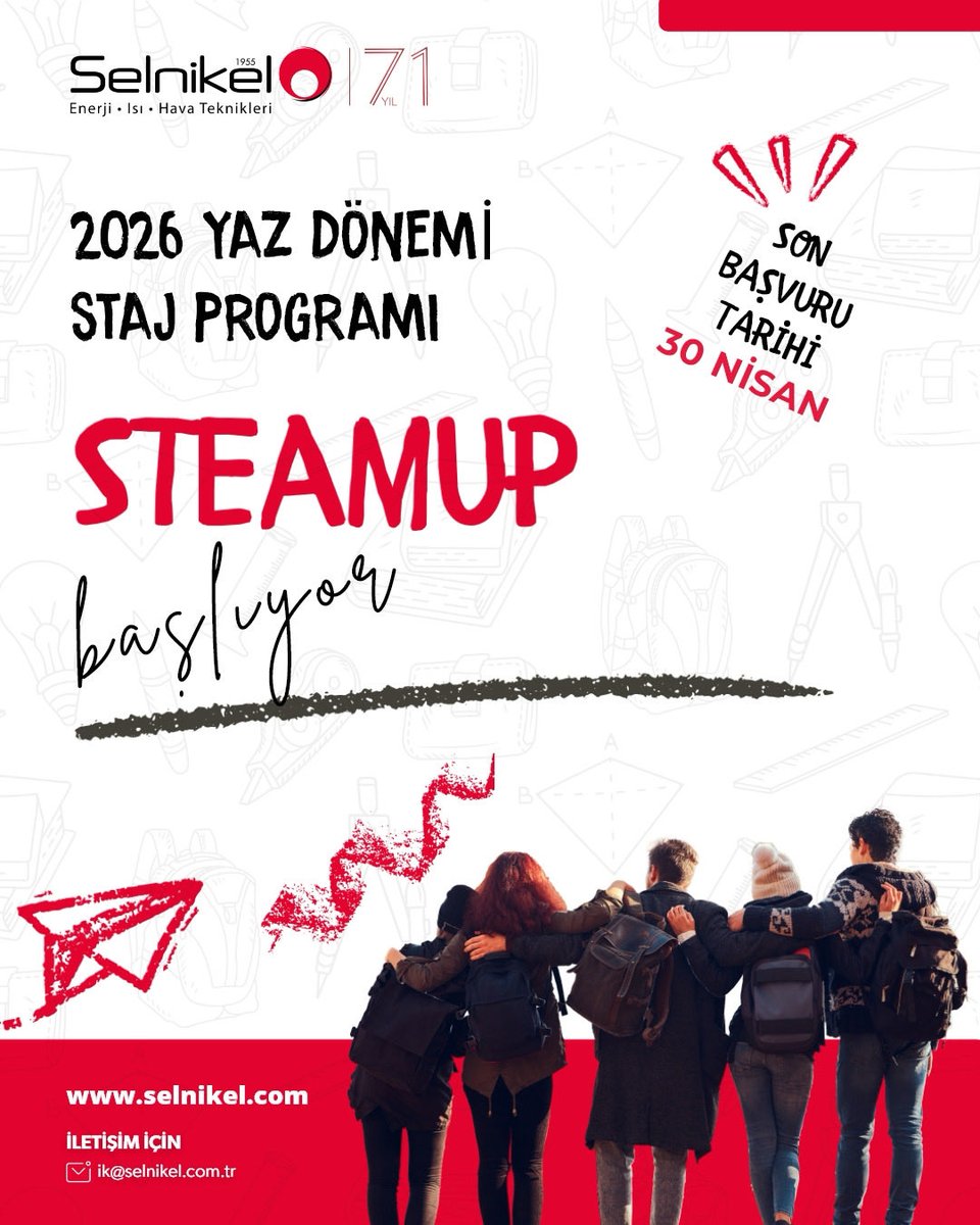 Selnikelcom's tweet photo. 🚀Selnikel SteamUp 2026 Yaz Dönemi Staj Programı başvuruları başladı!

Hemen linke tıkla, başvurunu yap ve aramıza katılmak için ilk adımı at:
 👉  https://t.co/z255f9TFfz

#SteamUp2026 #Selnikel #YazStajı2026 #KariyerYolculuğu #GeleceğiniŞekillendir #SelnikelSteamUp #StajZamanı https://t.co/JIsVOWXq1T