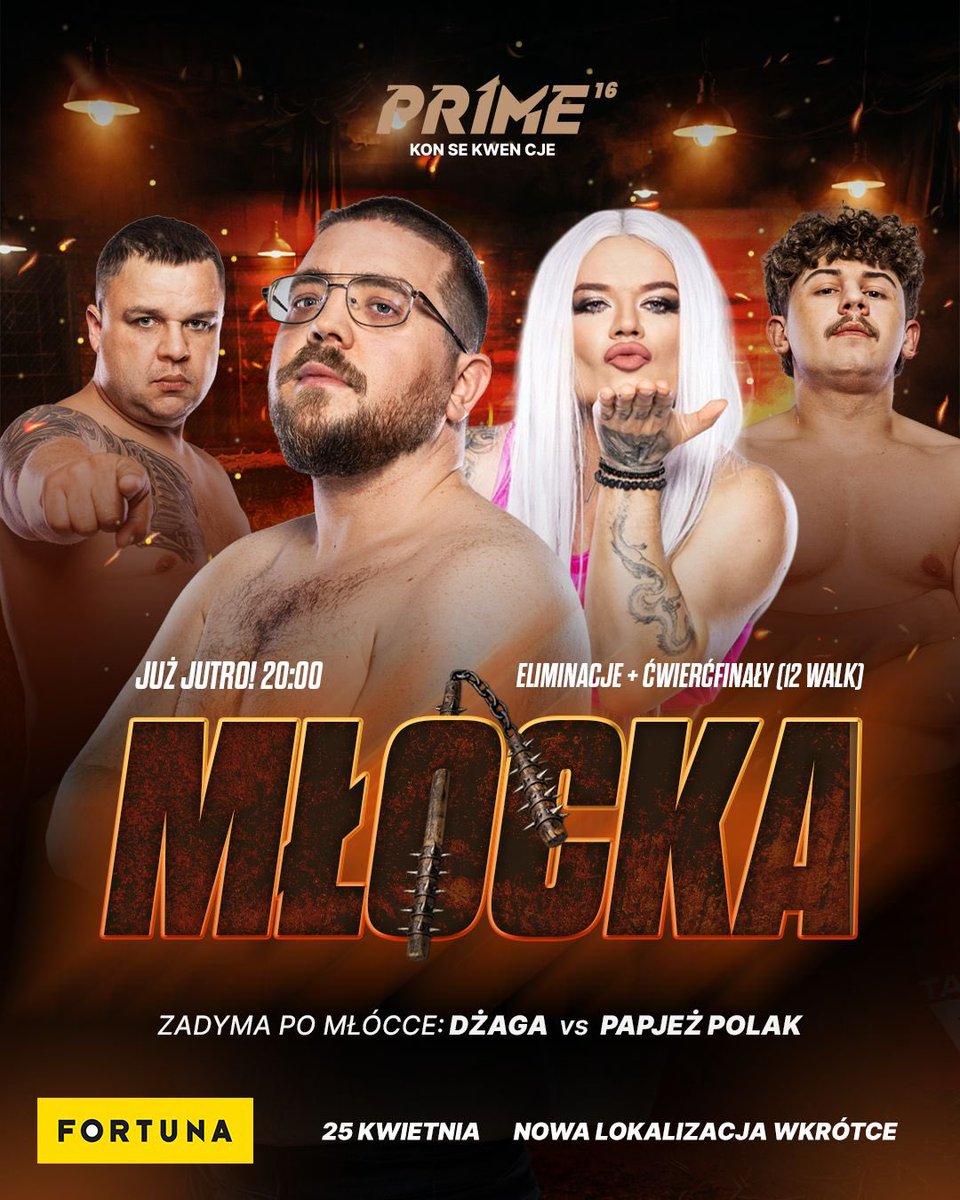 JUŻ JUTRO O 20:00 - 12 POJEDYNKÓW PODCZAS MŁÓCKI I ZADYMA! 🚨

Eliminacje i ćwierćfinał MŁÓCKI, czyli etap, gdzie zaczyna się prawdziwa selekcja. Podczas programu odbędzie się aż 12 pojedynków i każdy z nich to walka o kontrakt w PRIME. Uczestnicy przyjadą skoncentrowani i nie