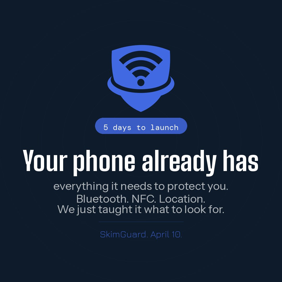 SkimGuard's tweet photo. Your phone already has Bluetooth. It already has NFC. We just taught it what a card skimmer looks like. #SkimGuard #SwipeFearless https://t.co/80Tj3zIyn2