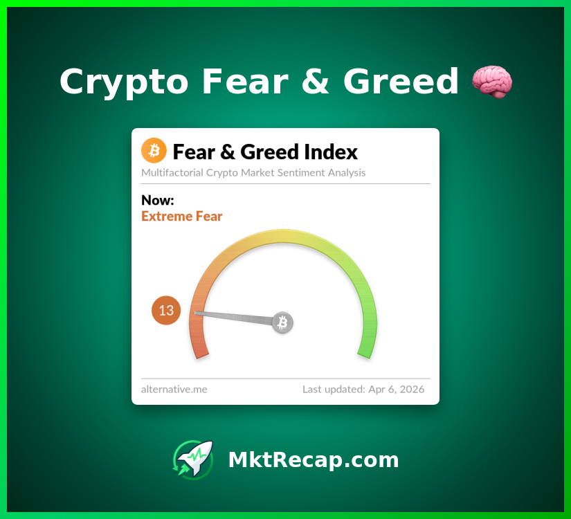 greedmonitor's tweet photo. 🧠 Crypto Sentiment: Extreme Fear (13/100) #Crypto #FearAndGreed $BTC $ETH https://t.co/dJDWBMxtWX