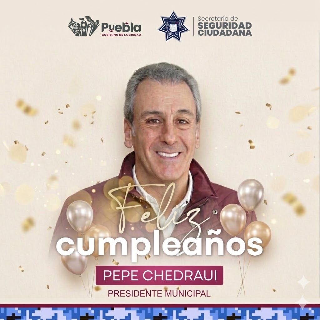 🚔 Desde la Secretaría de Seguridad Ciudadana de Puebla, enviamos un afectuoso saludo y nuestras felicitaciones al Presidente <a href="/pepechedrauimx/">Pepe Chedraui 🇲🇽</a>. 

Le deseamos un año lleno de éxitos, salud y grandes logros al servicio del Gobierno de la Ciudad. ¡Muchas felicidades! 🎂🎁