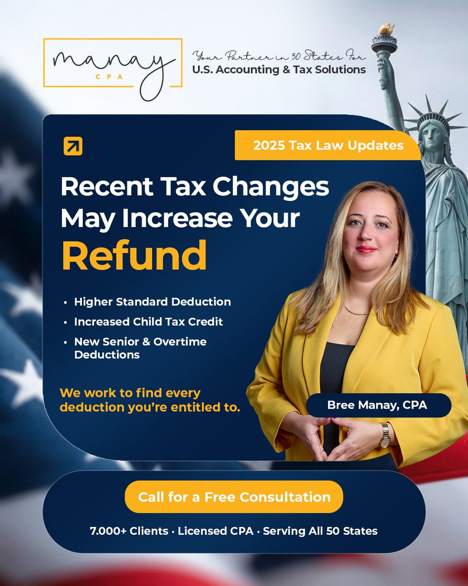 manaycpa's tweet photo. This year’s tax return looks different — and that could work in your favor.

New provisions may unlock real savings, but only if they’re properly identified and claimed. At Manay CPA, we review your full financial picture to make sure nothing is left on the table. https://t.co/RnaGmRhQK7