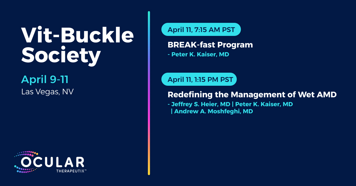 OCUTX's tweet photo. We’re looking forward to connecting with the retina community at @VitBuckleSoc. Join us on April 11 for our symposium to hear about our clinical trial progress. Visit us at our booth and learn more about our mission to redefine the retina experience: https://t.co/2aNPKJkQwe https://t.co/3ETVx5UPik