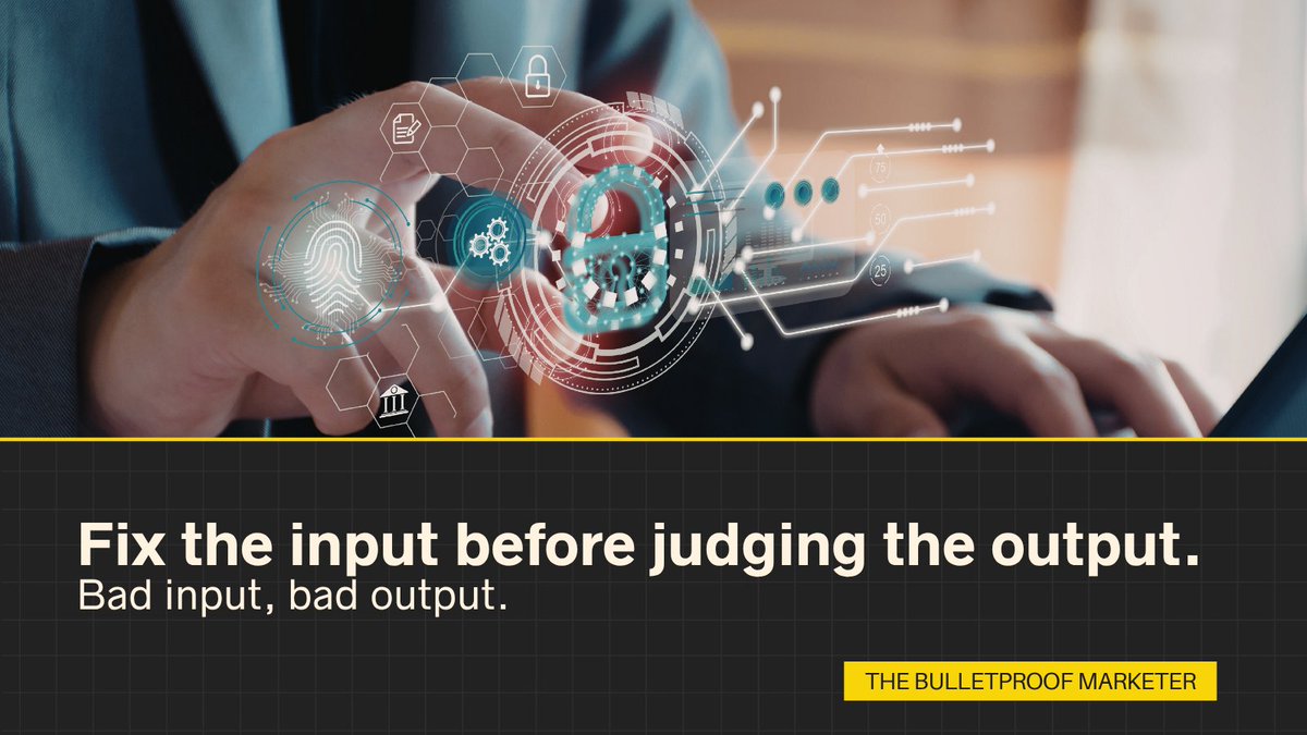 BPMarketer's tweet image. The AI tool did not underperform.

The brief going into it did.

Garbage in, garbage out has not changed just because the output arrives faster and looks more polished.

Invest in the input before you evaluate the output.

#AIMarketing #BulletproofMarketer #ContentStrategy