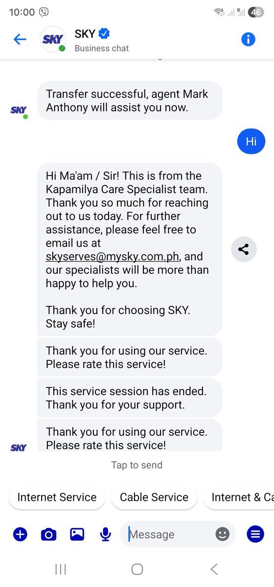 narainankur's tweet photo. Well done Skycable. Been following up for almost one year now. I have chats to prove and now i get this 2 days ina row. Connect and then disconnect. You even had the audacity of asking me how was the service. Very reason why u went bankrupt. #skycable #skyserves https://t.co/0sMxdSVxqU