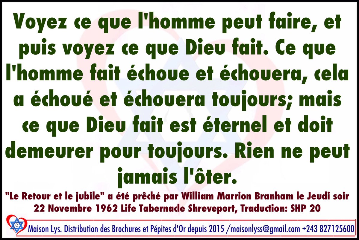 RECUEIL DES CITATIONS DU PROPHÈTE W.M.BRANHAM tweet media