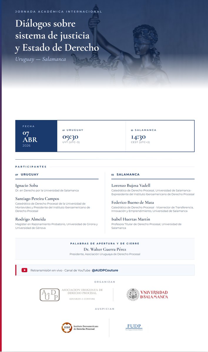 Asociación Uruguaya de Derecho Procesal EJ Couture tweet media