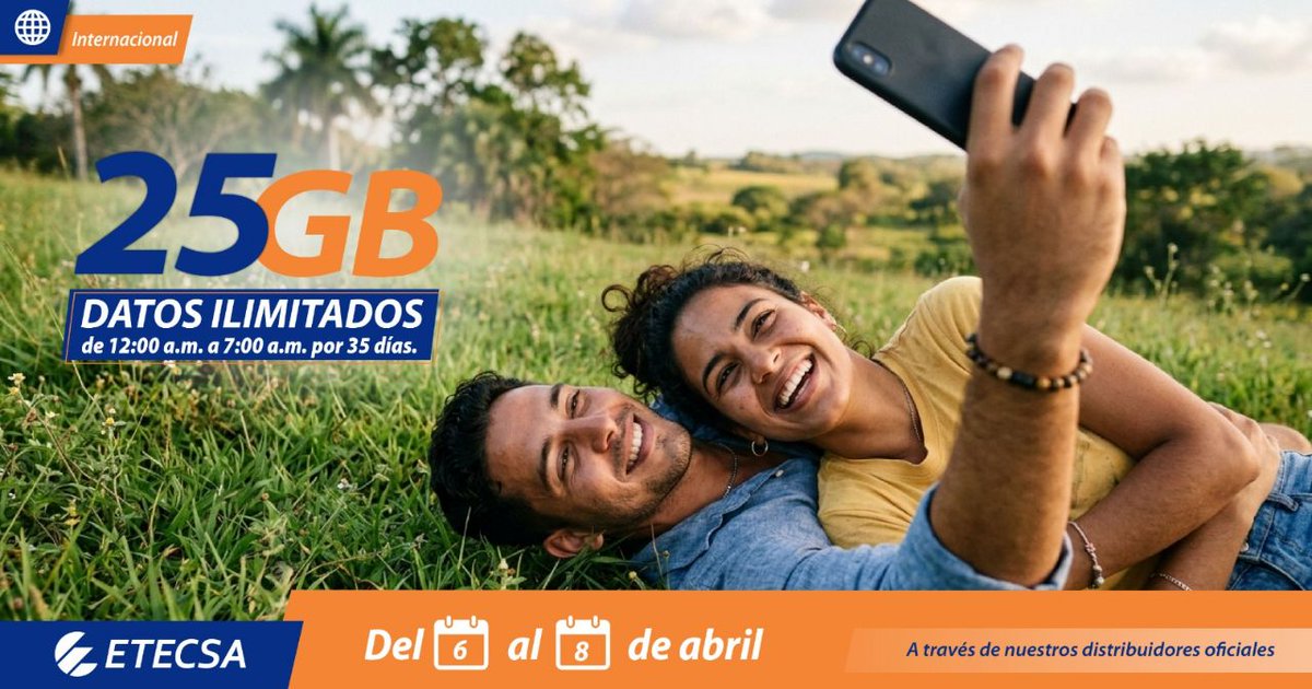 ¡Comenzó la promoción internacional!
📲💬Conoce todos los detalles en etecsa.cu
#RecargaInternacional