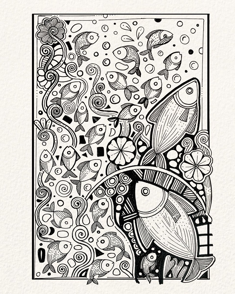 In a world full of noise, I choose the quiet rhythm of my pen. ✍️🕊️
Todays artwork: 
“Patterns of the Deep” 
#InkArt #ArtCollectors #ArtistsOnX #Doodles #Freehanddrawing 
#InspireMSArtists #Shanamsart
