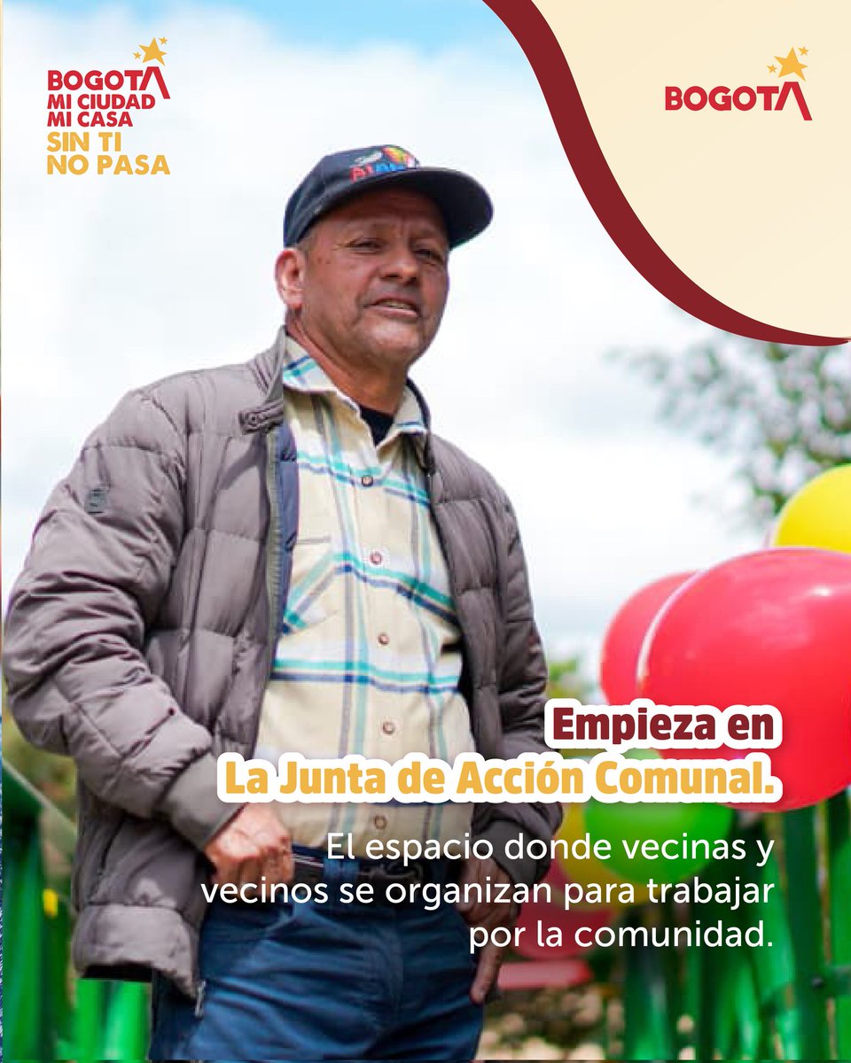 BogotaParticipa's tweet image. #ComunalEs
Oiga, veci,su barrio puede ser mejor. Y sí, usted puede hacer algo.

Las Juntas de Acción Comunal son el espacio donde las ideas se vuelven acciones y los cambios sí pasan, para participar en las elecciones comunales debe estar inscrito en su JAC, antes del 10 de abril