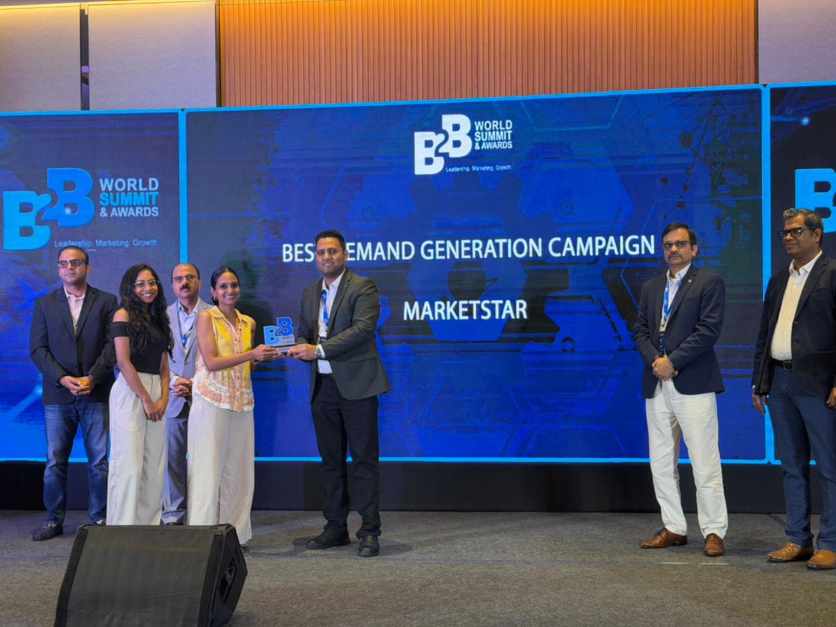 MarketStar's tweet photo. Two wins at #B2BWorldSummit🏆🏆
Best Integrated Campaign — #GrowBeyond
Best Demand Generation — Performance &amp; Pipeline Impact
Pipeline isn’t accidental. It’s built through consistent execution.
Grateful to the teams who make it possible. All in, every day!
#B2BSales #CreateGrowth https://t.co/HViorU7iNZ