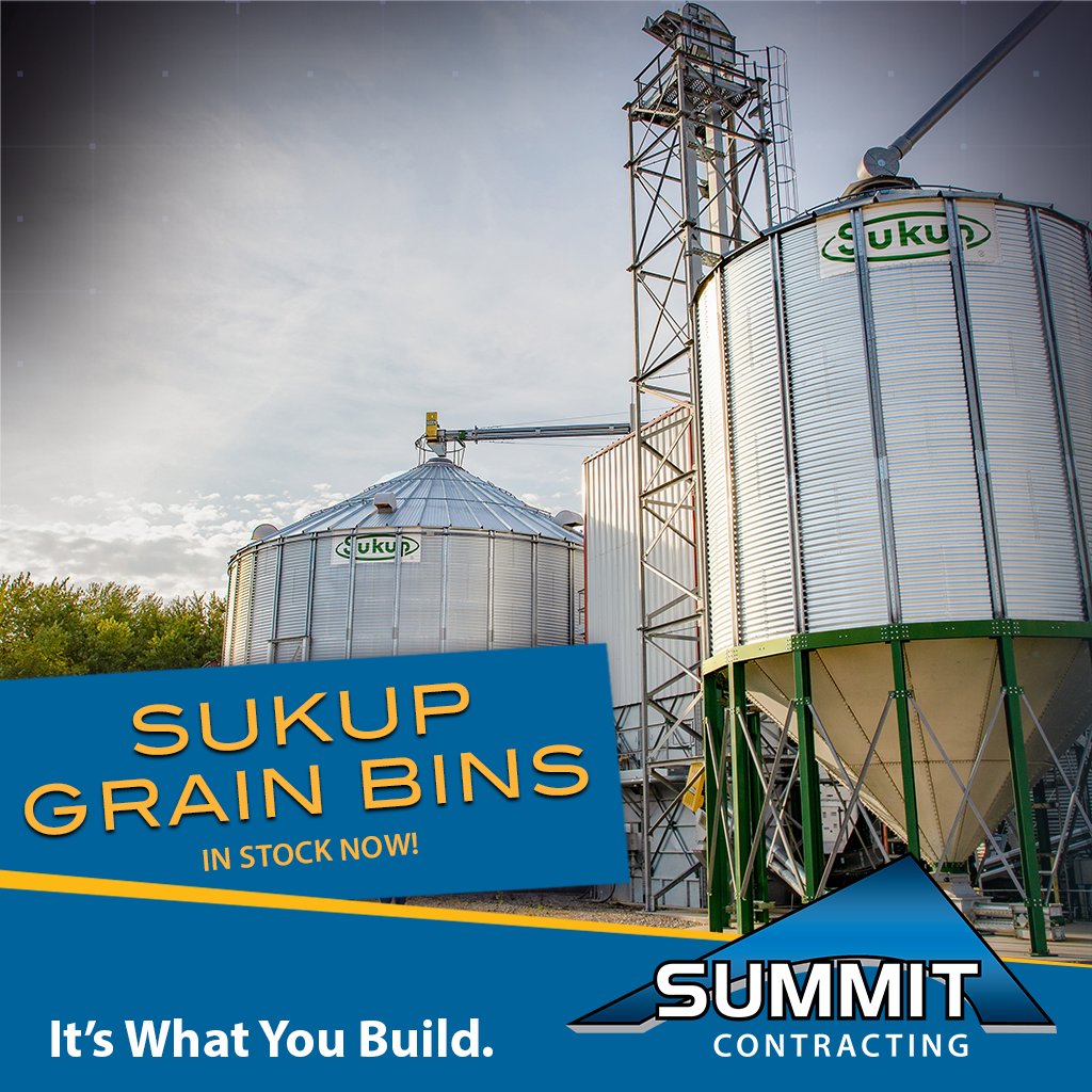 BuildSummitInc's tweet photo. Planning ahead for harvest starts with dependable storage. Summit Contracting has Sukup grain bins in stock and ready for your operation.
 
Built for strength. Designed to protect your crop when it matters most.
 
 Get started: https://t.co/Zt1PJ2KBfS https://t.co/n32DCFEC3o