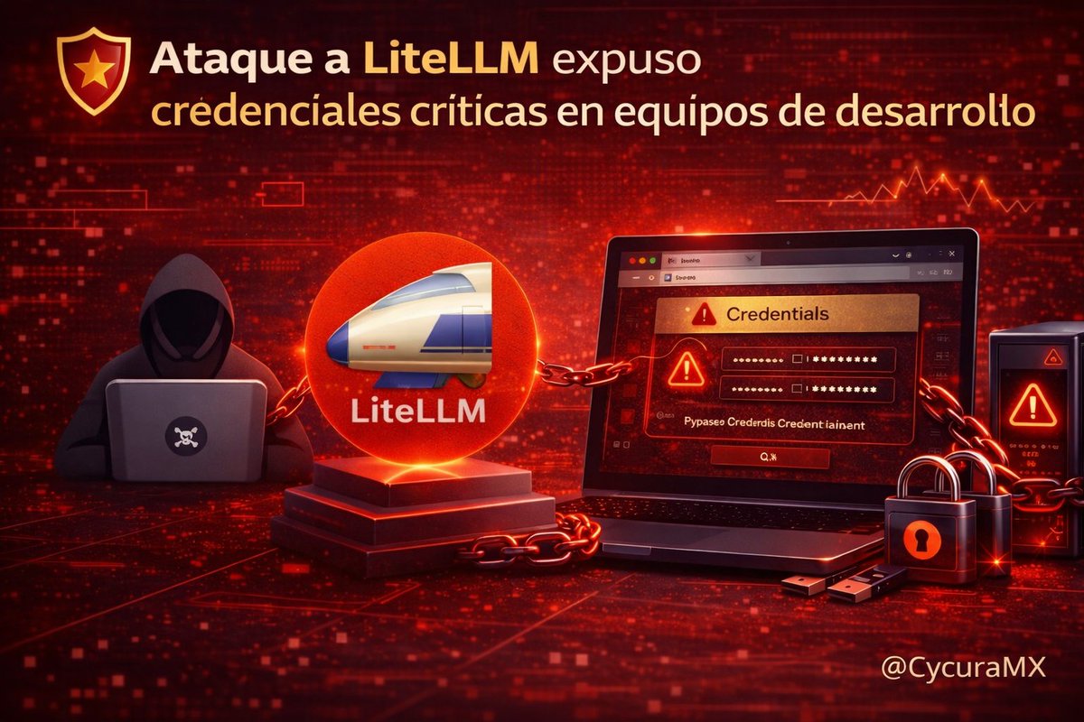 🛡️ Ataque a LiteLLM expuso credenciales críticas en equipos de desarrollo

LiteLLM es una librería popular para desarrollo con IA.

Sufrió un ataque que sembró malware en equipos de desarrolladores. 

Bastó instalar una versión comprometida para empezar a recolectar accesos