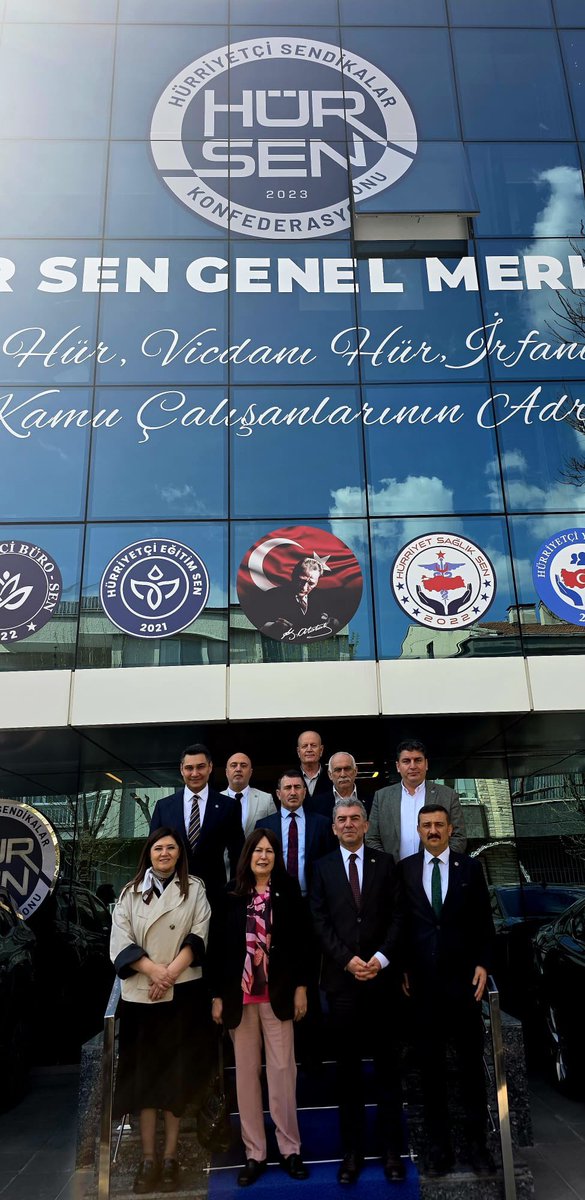İYİ Parti Divan üyelerimiz; Manisa Milletvekilimiz ve Eğitim Politikalarından Sorumlu Genel Başkan Yrd.  Şenol Sunat, Bursa Milletvekilimiz ve Sendikalar ile Kamu Çalışanlarından Sorumlu Genel Başkan Yrd. Selçuk Türkoğlu, Tekirdağ Milletvekilimiz Selcan Taşçı ile birlikte Hür-Sen