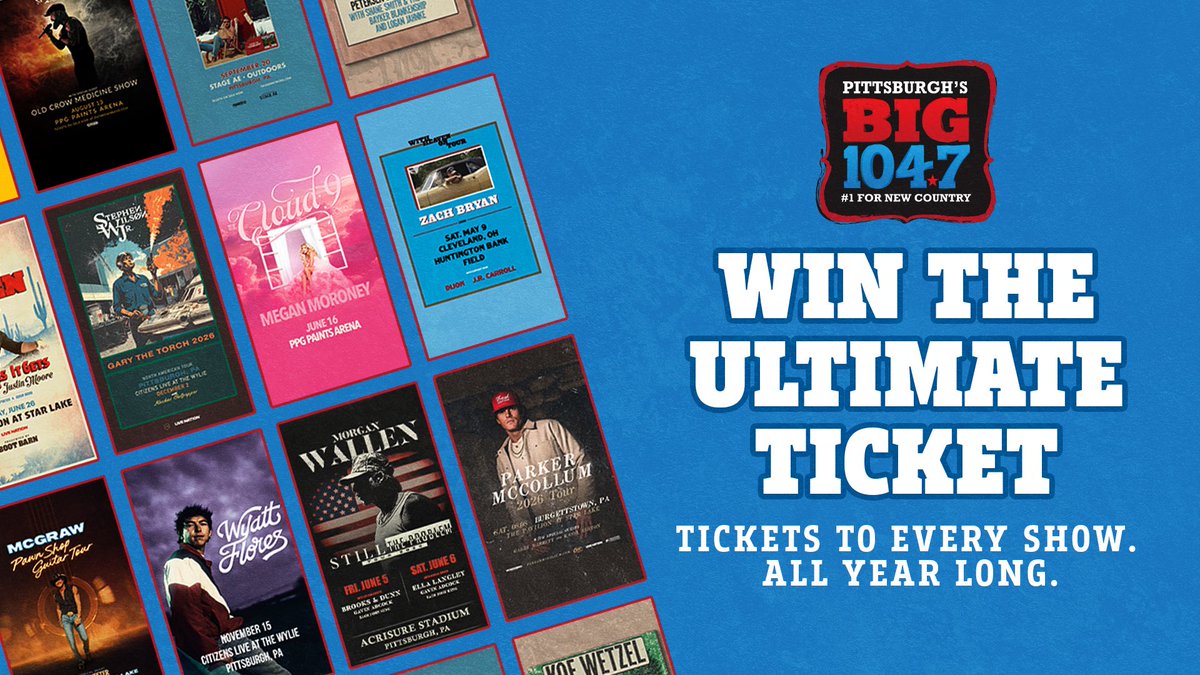 big1047's tweet image. The BIG 104.7 Ultimate Ticket could put
YOU at every BIG country concert in 2026!

Download the free #iHeartRadio app, make BIG 104.7 the #1 preset and listen to win!

big1047.iheart.com/listen