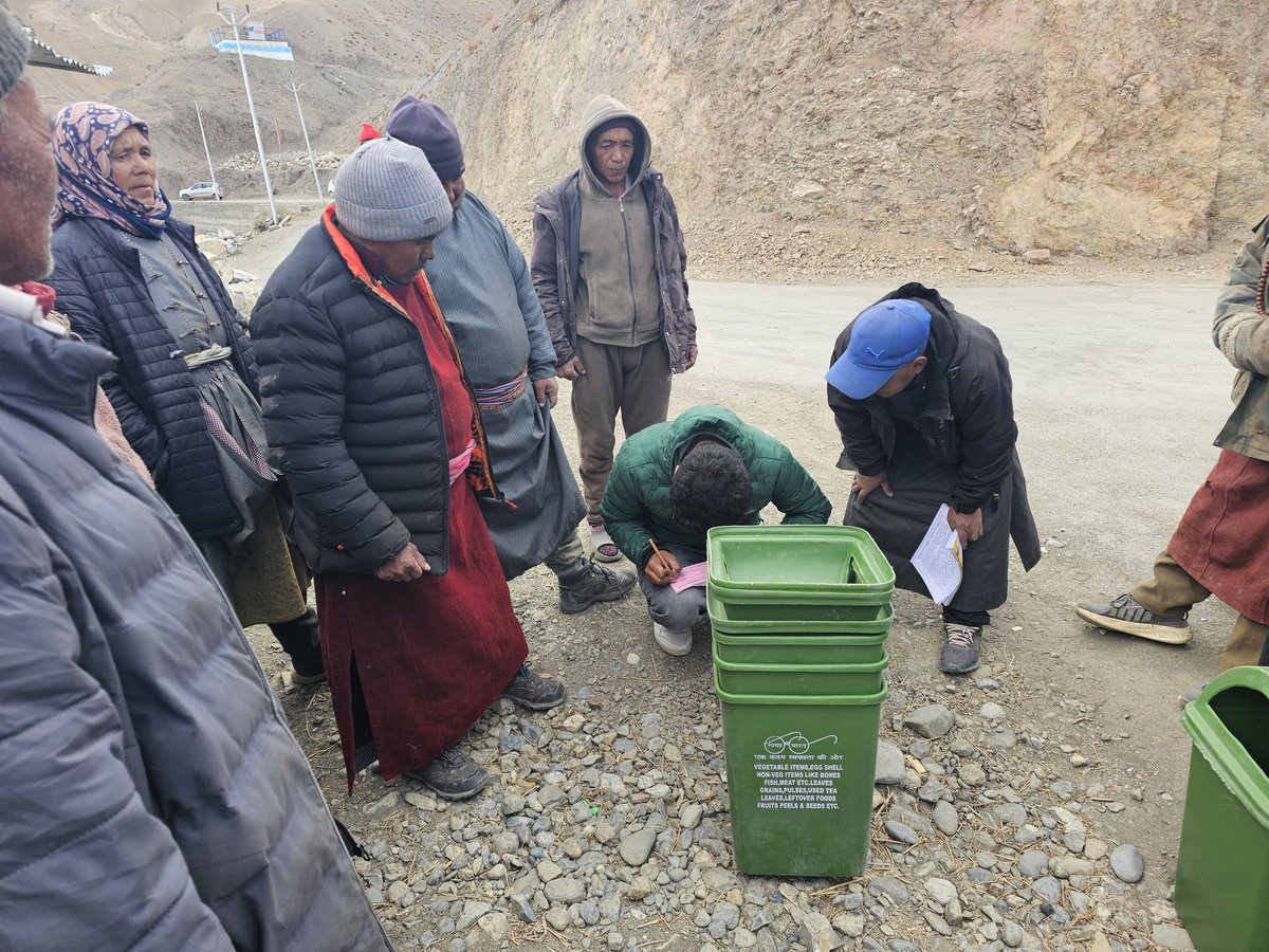 A user fee collection and dustbin distribution drive was conducted in Panchayat Halqa Bodh Kharboo, Kargil. User fees were collected from several households during the drive. Dustbins were distributed, and awareness regarding Solid waste management was disseminated. 1/2
