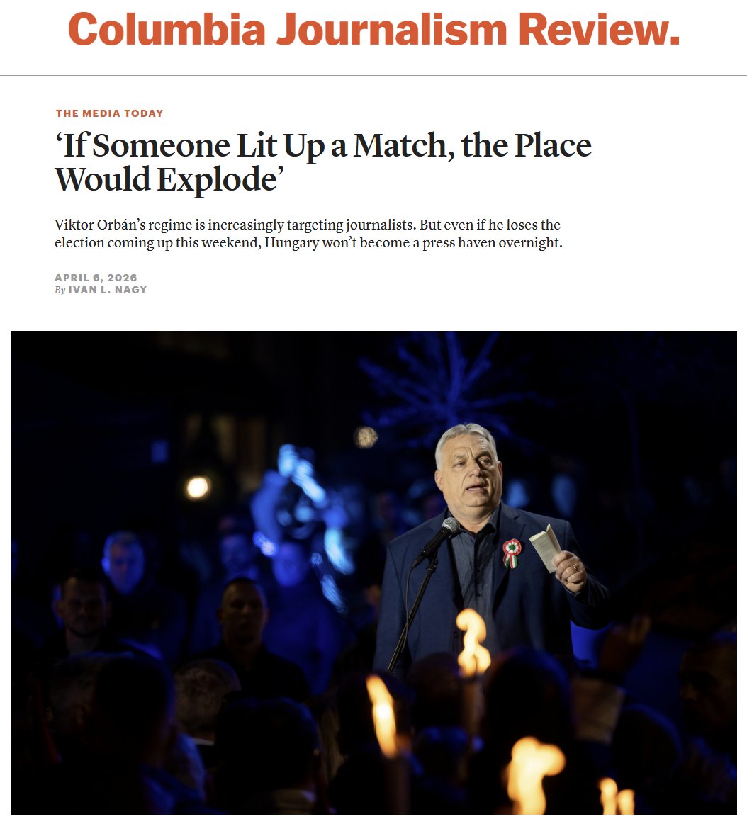 ivanlnagy's tweet photo. When old and new beats meet: For @CJR, I spoke to @panyiszabolcs and Noémi Martini about the pressure on Hungarian journalists as Viktor Orbán desperately fights for reelection.

https://t.co/gFYxg27kMw https://t.co/cRIy25lsjb