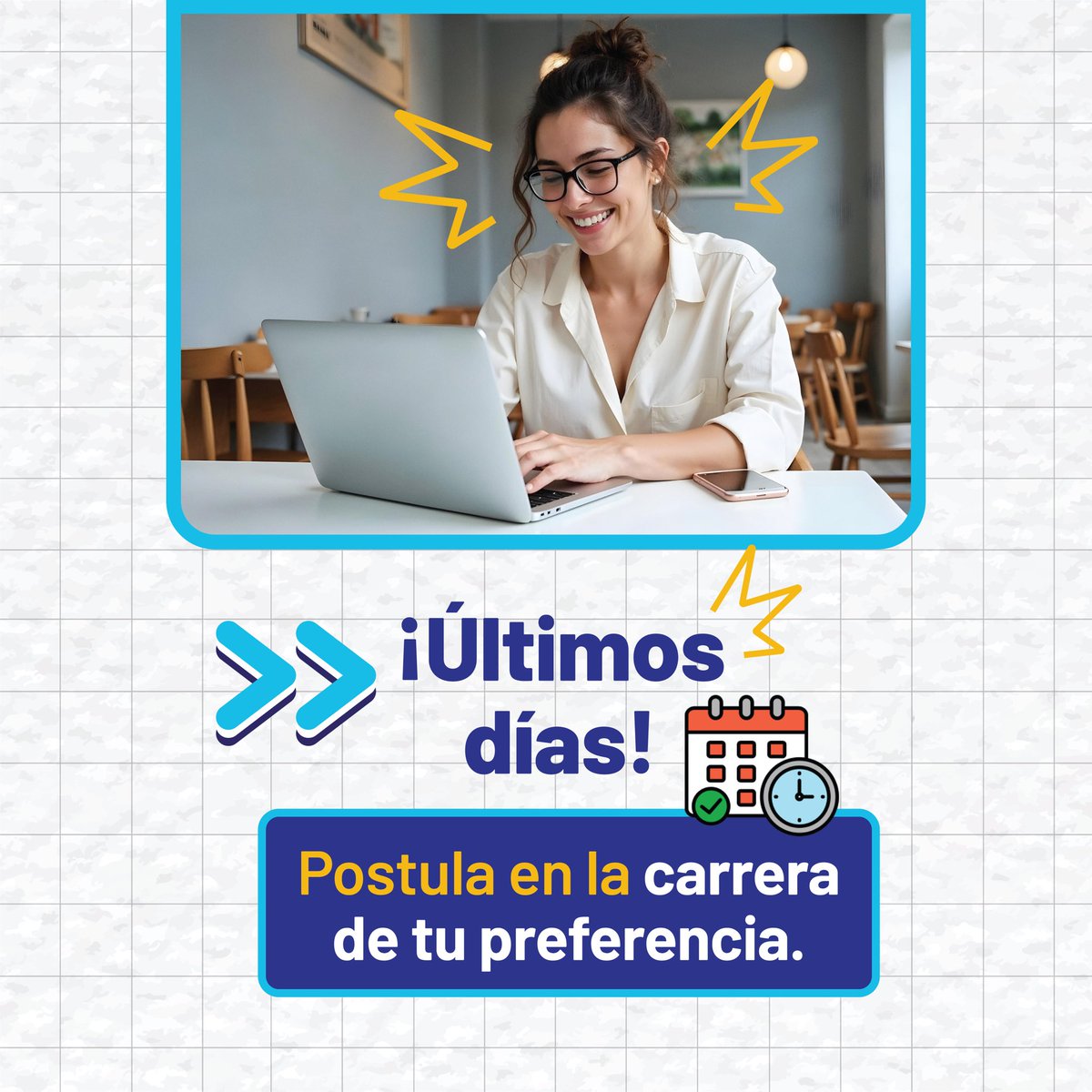 EduSuperiorEc's tweet photo. 🗓️ Mañana, ÚLTIMO DÍA.

🏫 Postula a la carrera de tu interés en 54 institutos y conservatorios superiores públicos. 👉 https://t.co/YGJXZ4ickT

🕐 El día u hora en que postules no influirá en la asignación de cupos.
 
¡Decide con responsabilidad!

#ElNuevoEcuador https://t.co/6Q9UTJVang