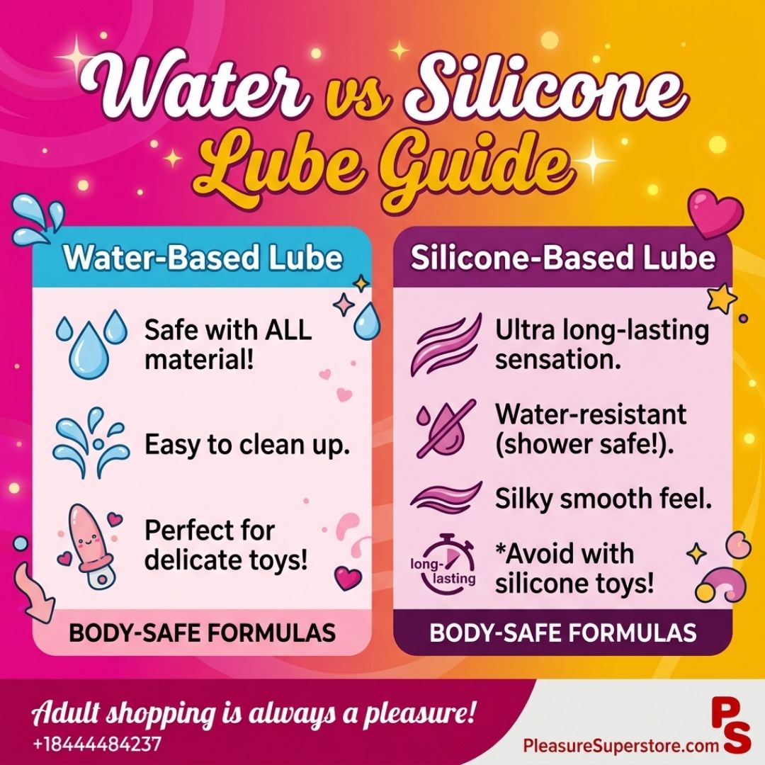 pleasure_stores's tweet image. Water-based for most toys &amp;amp; easy cleanup, silicone-based for longer play &amp;amp; shower fun (check compatibility)—always body-safe, always fun: Adult shopping is always a pleasure! #SexToys #LubeTips #BodySafe #PleasurePositive #AdultStore #ToyCare