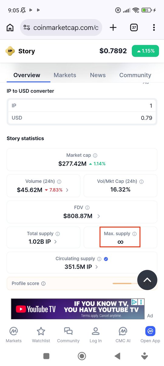 TraderXela's tweet photo. @StoryProtocol @CopySightAI Speaking of infinite, story has a maximum supply of infinite logo, see the logo it means they can mint above the total supply. This is one of the reason why binance CEX didn't approved in the CEX listing due to transparency issues in the tokenomics &amp; possible sell off pressure. https://t.co/GiQtYHrusg