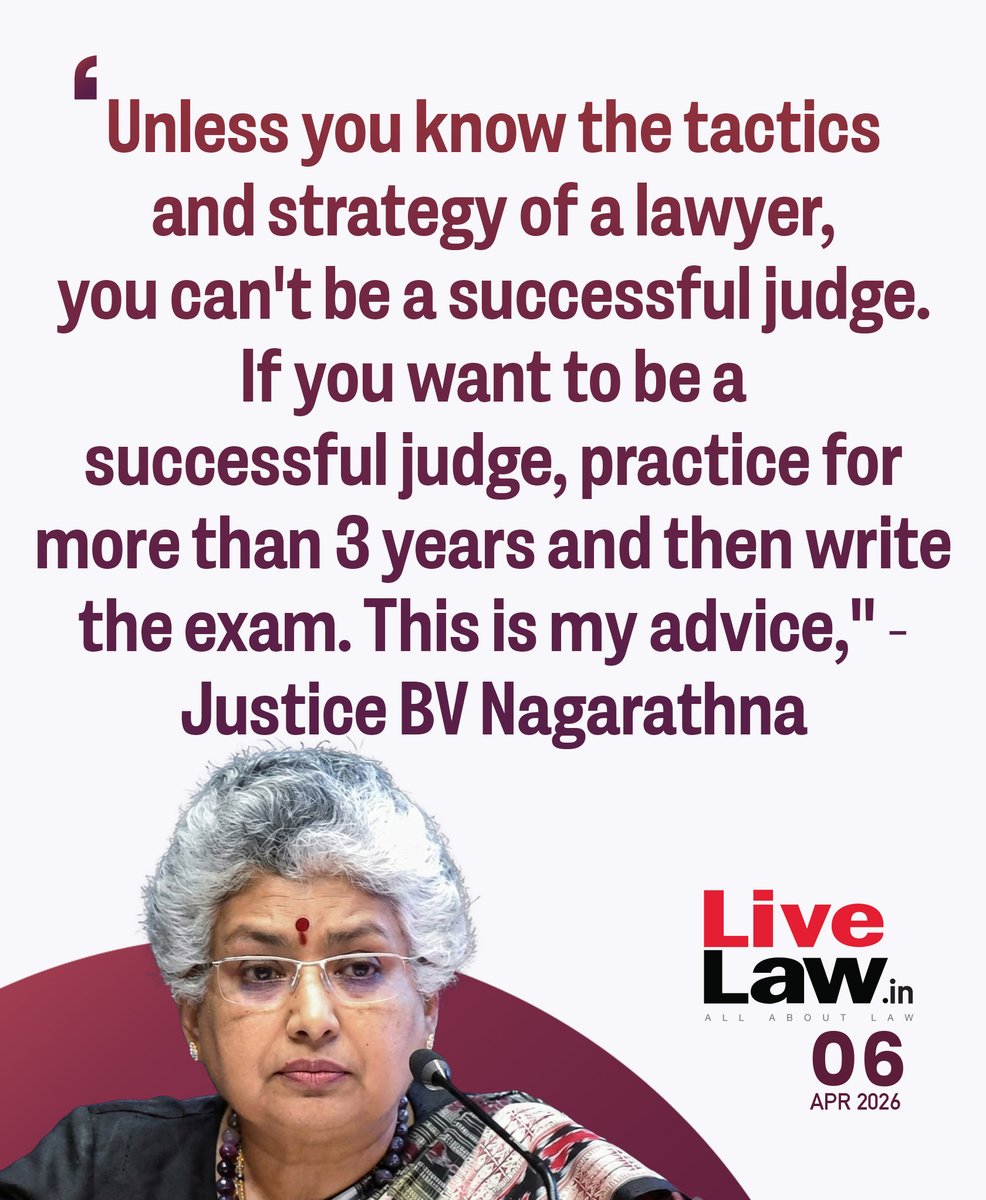 "Unless you know the tactics and strategy of a lawyer, you can't be a successful judge," Justice Nagarathna said.
Read more: tinyurl.com/28v7xpcw
#JusticeNagarathna #SupremeCourt
