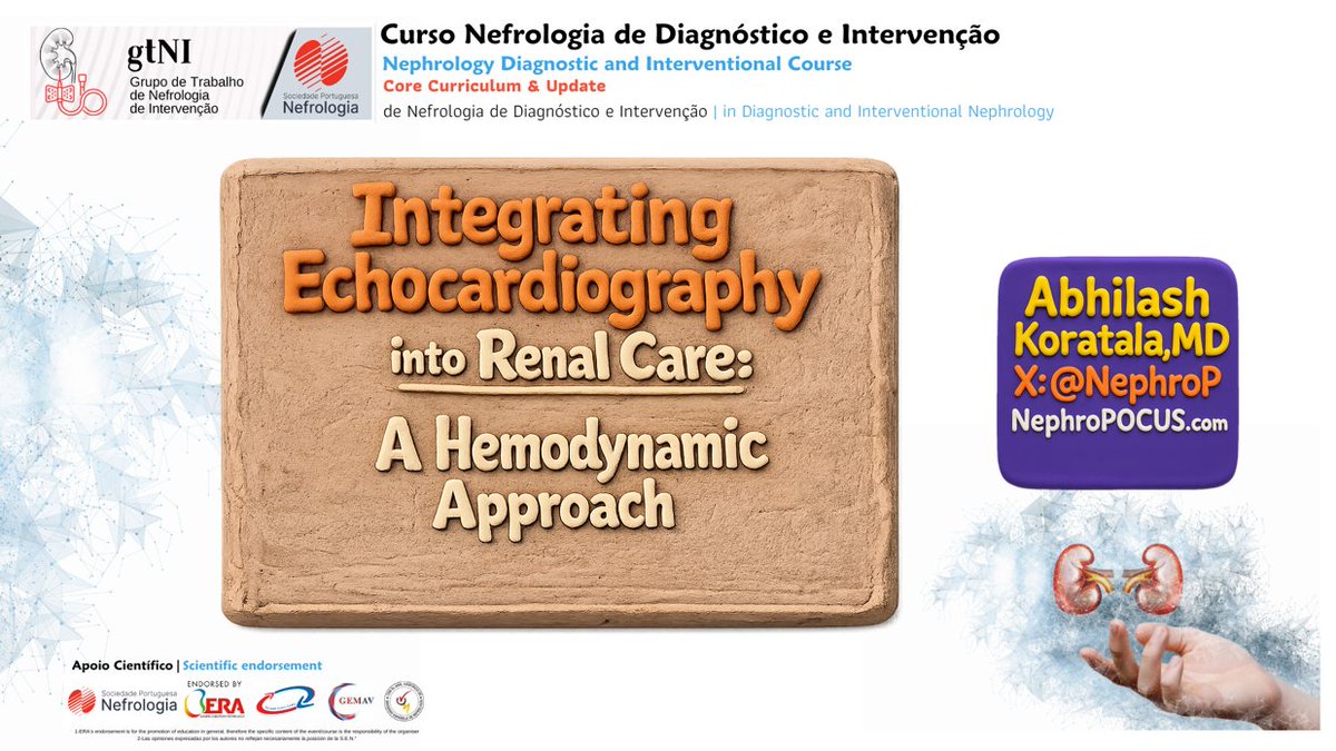 NephroP's tweet image. Pleasure to speak on Doppler #echocardiography for nephrologists at the Portuguese Society of Nephrology #POCUS course. 
Hemodynamics is core to #nephrology. Nephrologists should understand echo findings (beyond "EF is OK") even if they don’t perform advanced studies. Great