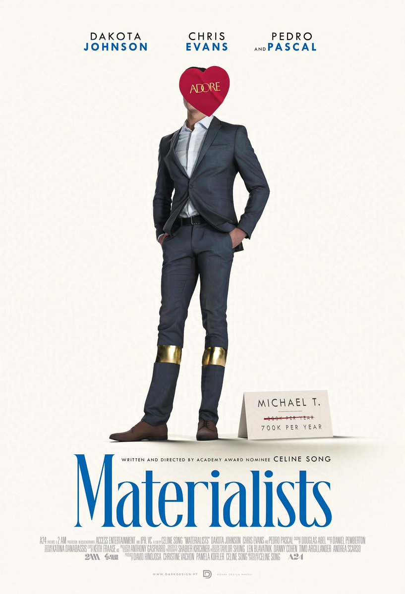 nunosarnadas's tweet image. My tribute poster to Celine Song's "Materialists". #a24 #keyart #posterdesign