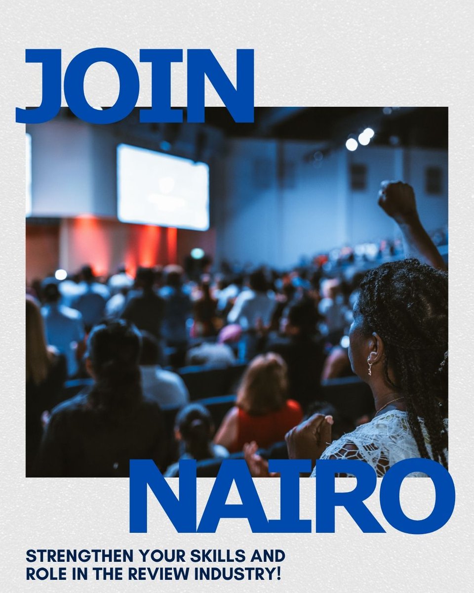 Do you want to strengthen your skills and role in the review industry?

NAIRO membership provides legislative updates, accreditation support, networking opportunities, and a voice in industry-wide initiatives so that you can get involved!

Learn more: bit.ly/4pTL5Xx