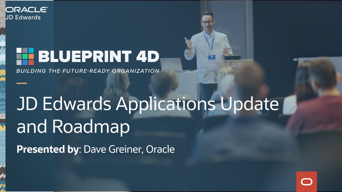 OracleJDEdwards's tweet photo. Get a closer look at the latest #JDEdwards enhancements across Manufacturing and Financial Management with Oracle’s Dave Greiner at #BLUEPRINT4D. Catch session P-052526 with the #JDE product development team: https://t.co/iQKAR2QZD1
#ERP https://t.co/0vvaQpIGXW