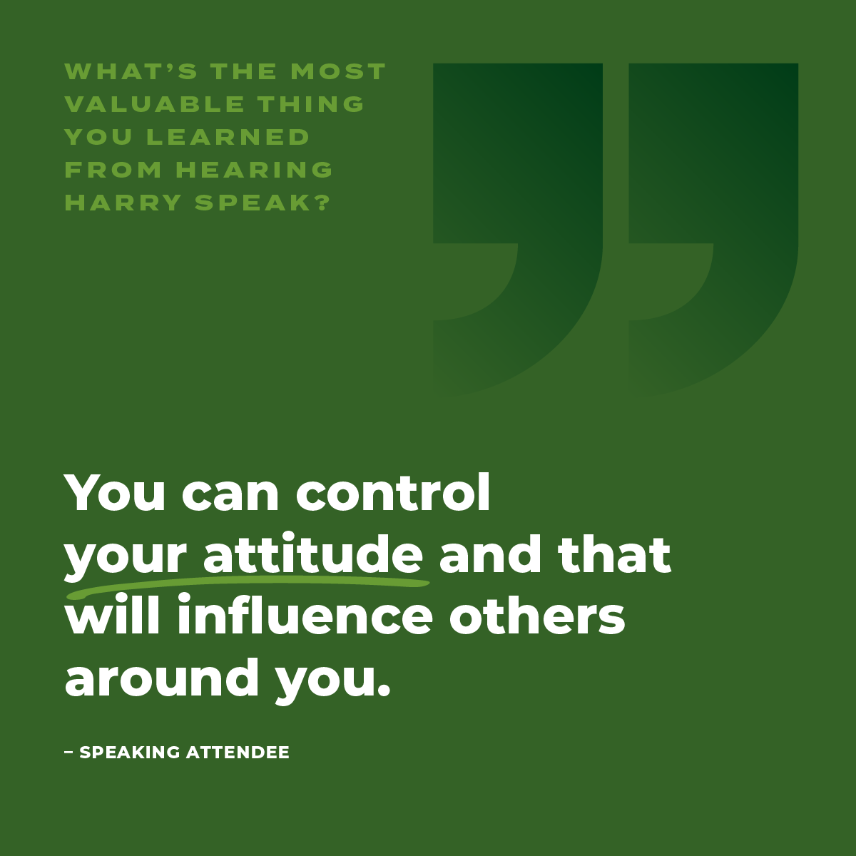 That’s a powerful one—and it comes up more often than you’d think. You may not control every situation, but you always control your attitude… and that sets the tone for everyone around you.

#leadership #mindset #culture