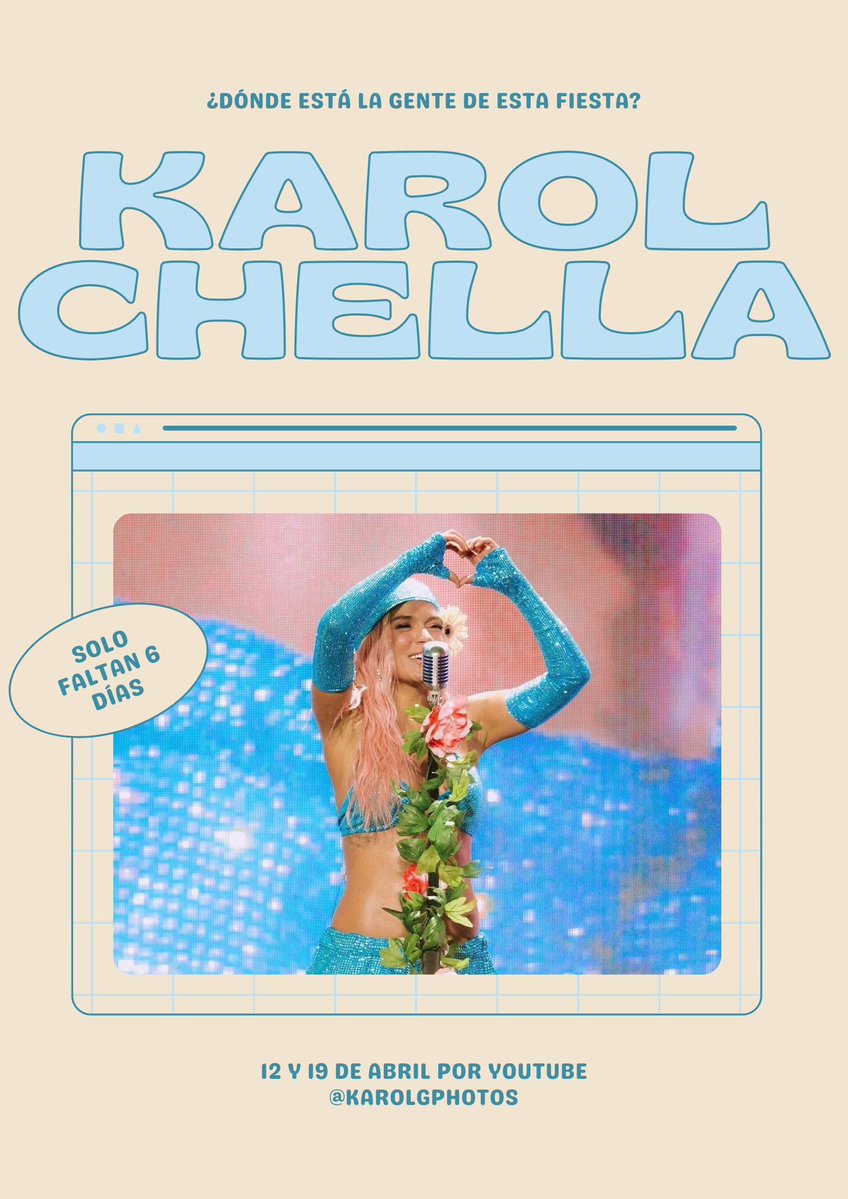 ¿Dónde está la gente de esta fiesta? 🩵🦋🪩🌺🤠🌵😮‍💨🌼✨👙 #KAROLCHELLA está llegando!!!!!!! Menos de 6 días para ver brillar a nuestra tropibichota!!!!!!!