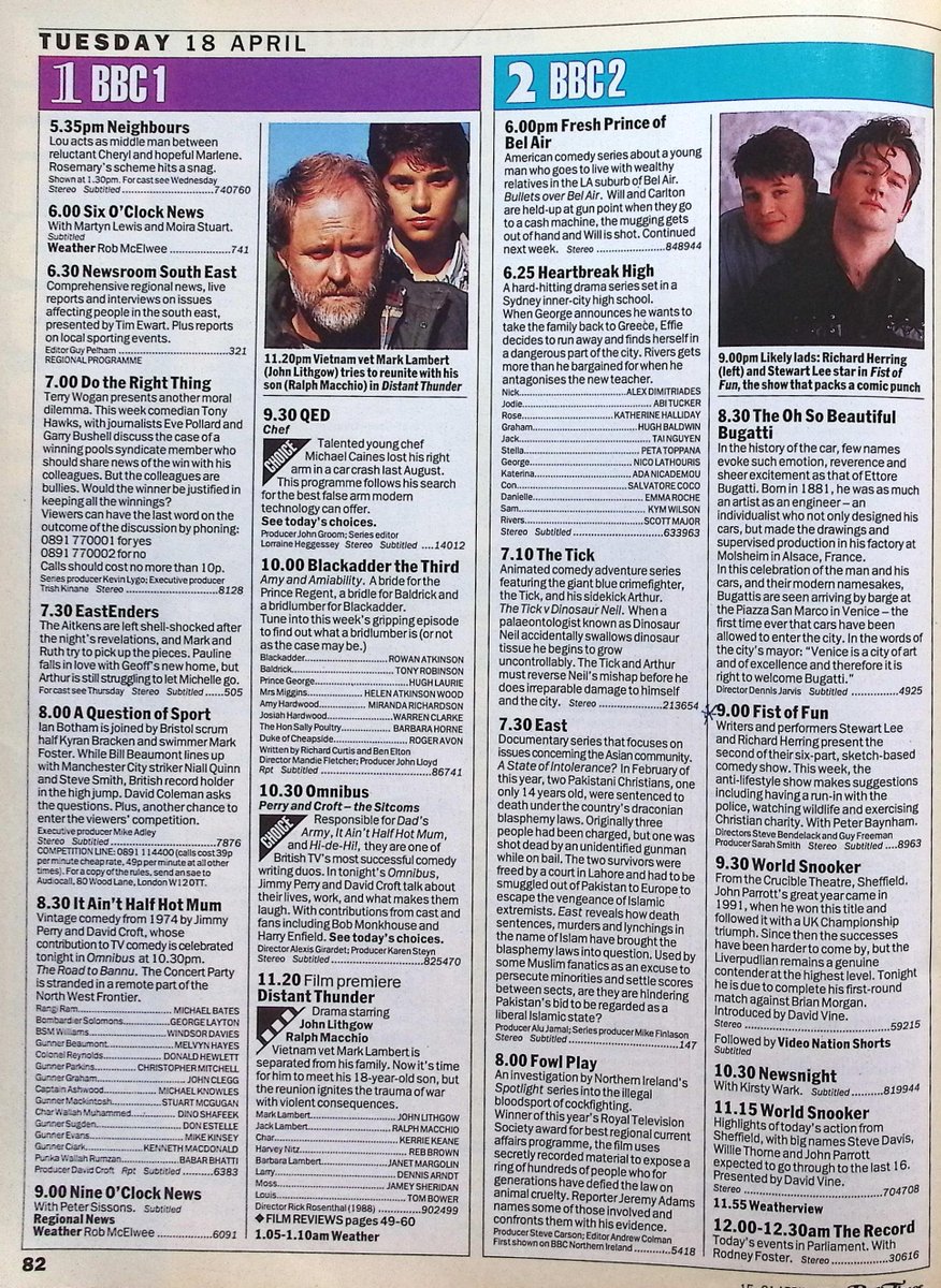 TvDidYouSee's tweet photo. #OnThisDay 18 April 1995 📺TV Listings
OMNIBUS celebrates the sitcoms of #JimmyPerry &amp; #DavidCroft and there's a chance to see an episode of IT AIN'T HALF HOT MUM.
Arthur struggles to let Michelle go in #EastEnders.
Deakin puts pressure on a witness in #TheBill.
More FIST OF FUN. https://t.co/ocpeEfXcye