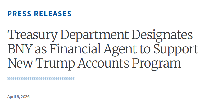 RTB_io's tweet image. JUST IN: U.S. Treasury taps BNY Mellon as financial agent for new “Trump Accounts” program, with Robinhood set to support brokerage and app rollout.

#BYN #Treasury #TrumpAccounts #Robinhood