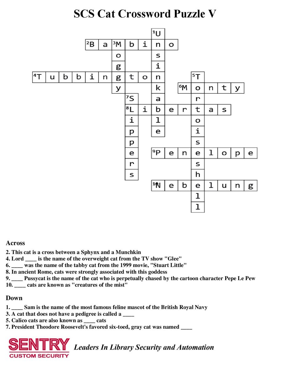 SentryCustom's tweet photo. 🧩🔓 Last week’s answer keys are here!

SCS Crossword &amp; Word Find • Mar 30– Apr 06

🧩 🩺 SCS Medical Crossword Puzzle XVI 🧠
🧩 🐾SCS Cat Crossword Puzzle V 🐱
🧩 🔎 SCS Cat Breeds Word Find IV 🐱

Did you solve them all? 🔐🧩

#SentryCustom #Crossword #WordFind #AnswerKey https://t.co/dz7Y1tUVRl