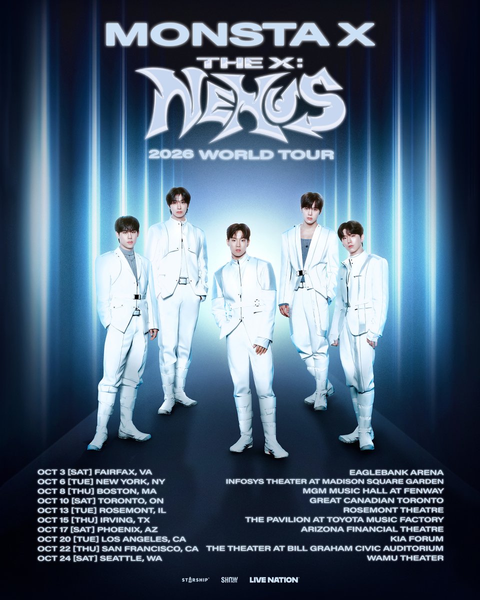 2026 MONSTA X WORLD TOUR [THE X : NEXUS]
Tickets on sale Tuesday, Apr 14th @ 3PM local: livemu.sc/MONSTAX2026. 💌

<a href="/OfficialMONSTAX/">몬스타엑스_MONSTA X</a> 

#몬스타엑스 #MONSTAX #MONSTA_X
#MONSTAX_THEX_NEXUS #MONSTAXinNA