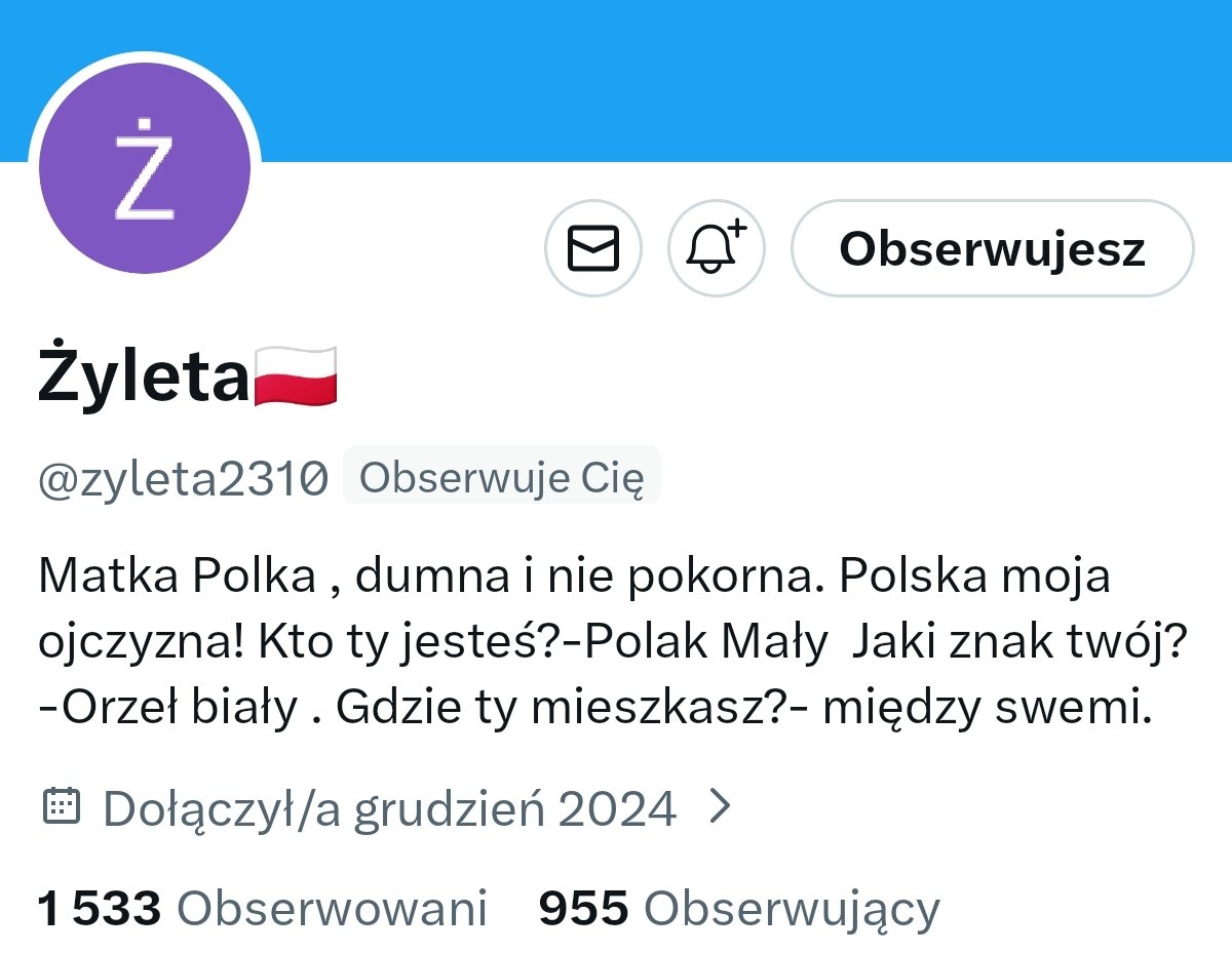 Brakuje tylko 45 obserwacji do 1000 dla <a href="/zyleta2310/">Żyleta🇵🇱</a> ✌️🇵🇱
Obserwujemy 💪