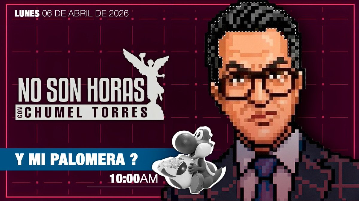 Estoy muy emocionado de presentarles este nuevo proyecto.

Hoy a las 10am

Acompáñenos para que le vaya chingón.

NO SON HORAS
con Chumel Torres

Por <a href="/Radio_Formula/">Grupo Fórmula</a> 
(104.1FM | Teleformula | Youtube)