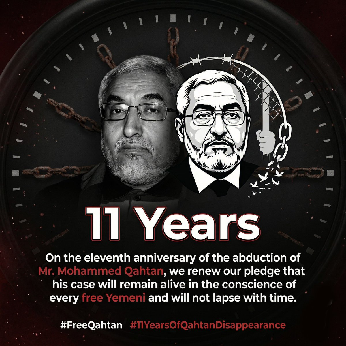 SnAnyh67252's tweet photo. Solidarity with the family of the politician Mohammed Qahtan is a human duty, an ethical obligation, and a national stance.
#FreeQahtan
#11YearsOfQahtanDisappearance https://t.co/7tX5NRyUjC