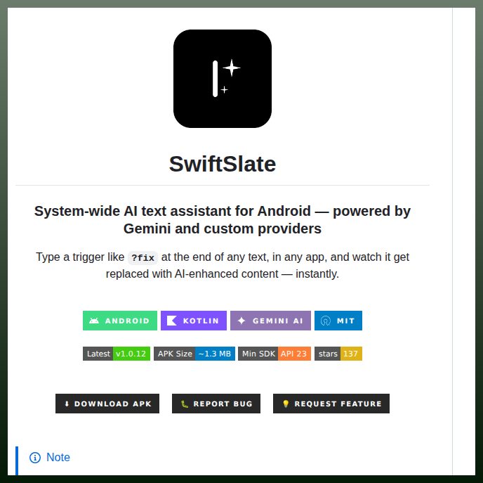 tom_doerr's tweet photo. AI text transformation across Android apps

https://t.co/PDyLt8sLaR https://t.co/iTkQMA5qUX