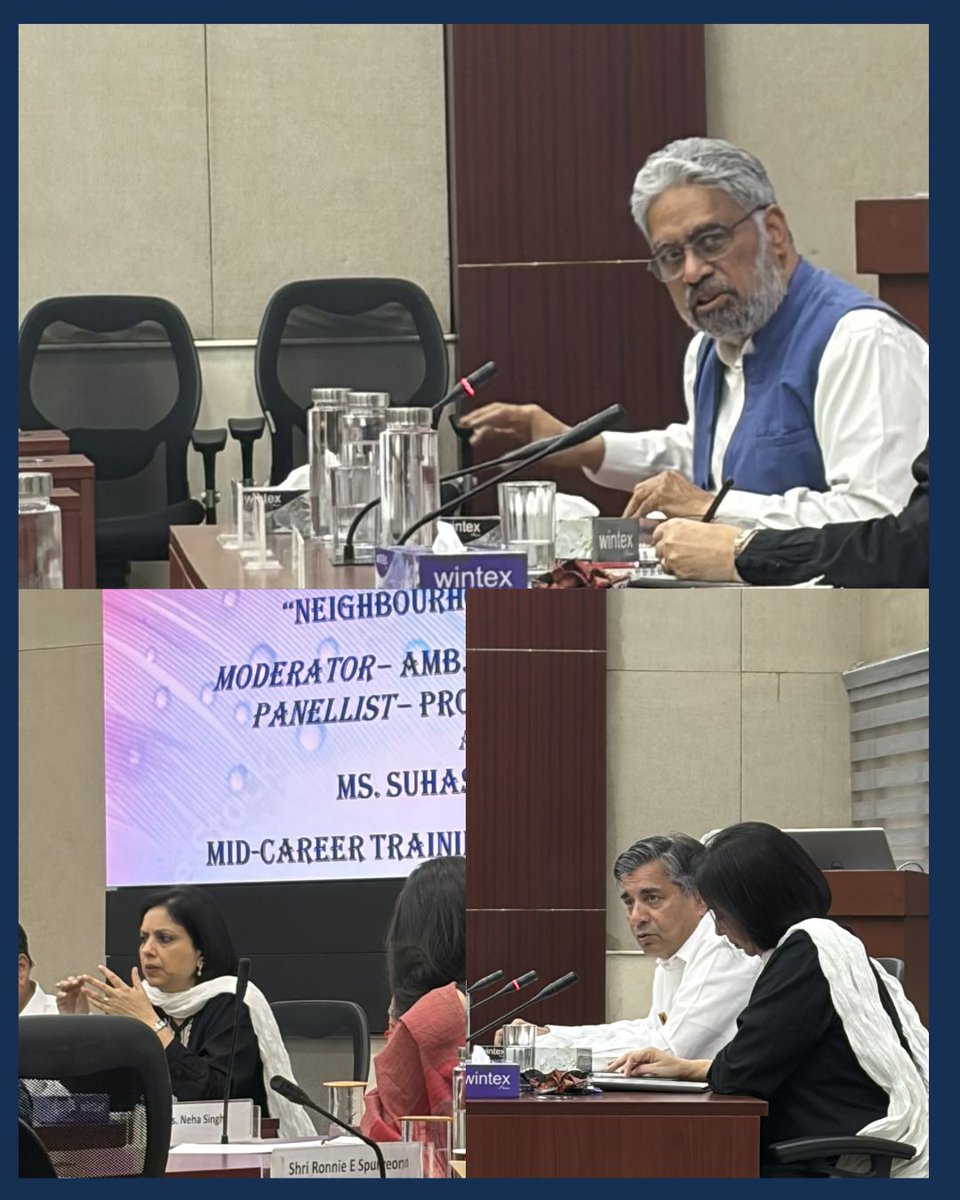 IndiasWorld_mag's tweet photo. 📍 Venue: Sushma Swaraj Institute of Foreign Service, New Delhi
📅 Date: April 6, 2026

India’s World, in collaboration with the Sushma Swaraj Institute of Foreign Service @SSIFS_MEA, hosted two panel discussions as part of the Mid-Career Training Program for Indian Foreign Service officers.

Session 1: “Neighbourhood Policy 2.0” (2:00 PM – 3:30 PM)

Chaired by @tca_raghavan, the panel brought together @MohanCRaja and @suhasinih for a deep dive into the evolution of India’s neighbourhood policy.

From navigating political transitions and strengthening economic engagement to enhancing connectivity and addressing emerging security dynamics, the discussion explored how India can recalibrate its regional approach amid intensifying geopolitical competition.